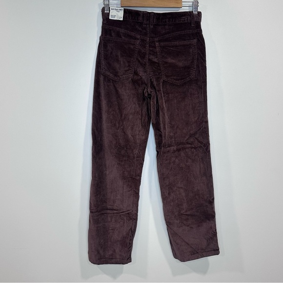 Free People Risk Taker High Rise Straight Leg Corduroy Brown Pants Size 27 NEW - Picture 2 of 12